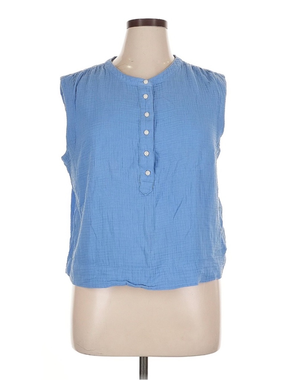 J Crew Gauze 100% Cotton Sleeveless Sky Blue Top